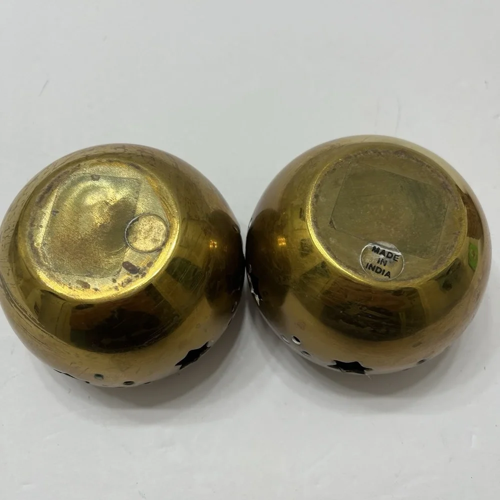 Vintage Brass Votive/Tea Light Holders Star Cut-Outs 3.5x2.5
